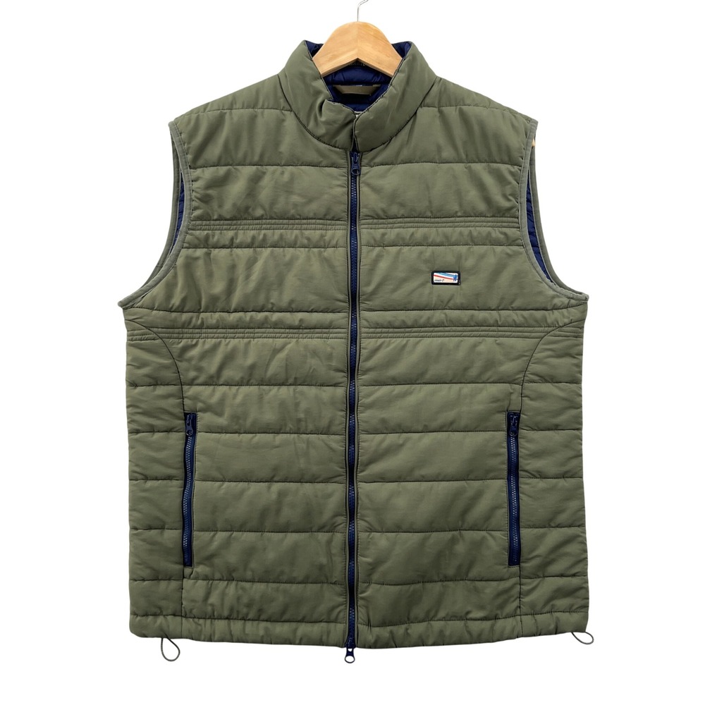 johnnie-O Harwich Vest Mens L Forest Green Quilted Puffer Full Zip Golf Preppy